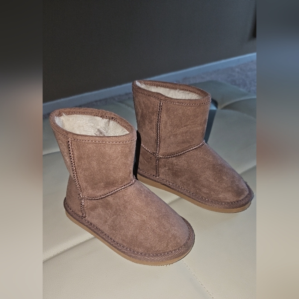 Brown Microfiber Cotton Baby Boots